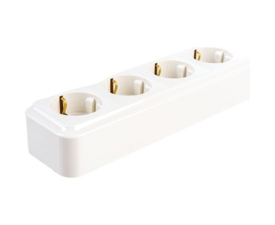 Розетка Bylectrica 4-местная ОУ с заз.конт., серия ПРАЛЕСКА, бежевый, РА16-266 бежевый 