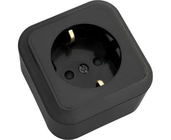 1-местная розетка Bylectrica ОУ с заземлением, со шторками, серия ПРАЛЕСКА, черный, РА16-280 черный 