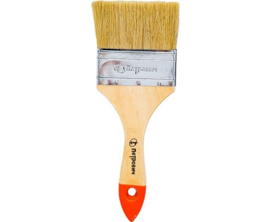 Плоская кисть Петрович 75 мм, натуральная щетина, деревянная лакированная ручка 4100000190 