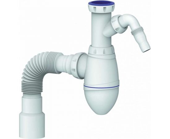 Сифон Unicorn А520V 1 1/2х40 без выпуска, с носиком, с гофрой 40х40х50, с переходником 40х32 533258 