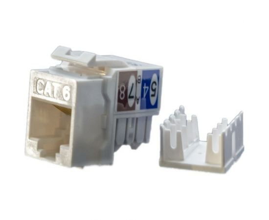 Вставка Keystone Hyperline KJ9-8P8C-C6-90-WH Jack RJ-45(8P8C), категория 6, белая 432594 