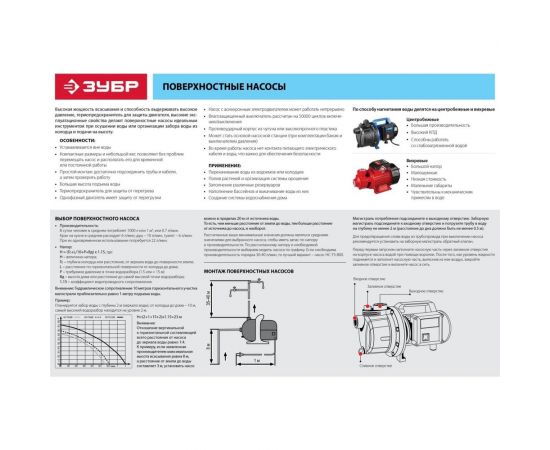 Вихревой поверхностный насос ЗУБР НС-М1-800-Ч – изображение 13