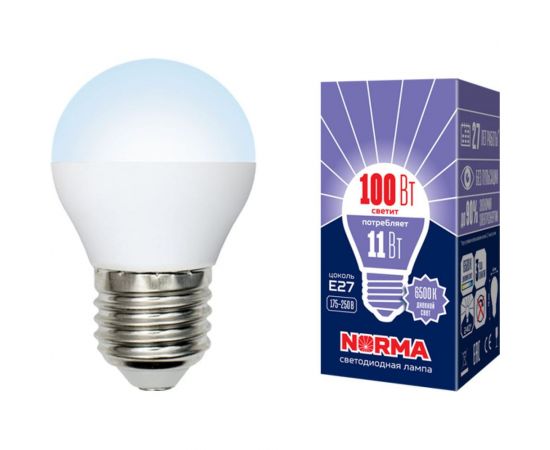 Светодиодная лампа Volpe LED-G45-11W/DW/E27/FR/NR. Форма шар, матовая. UL-00003833 – изображение 2