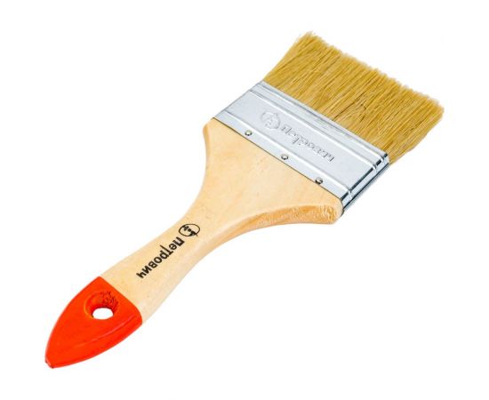 Плоская кисть Петрович 75 мм, натуральная щетина, деревянная лакированная ручка 4100000190 – изображение 2