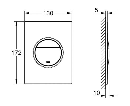 Накладная панель смыва для унитаза Grohe Nova Cosmopolitan размер S, вертикальная, хром 37601000 – изображение 2