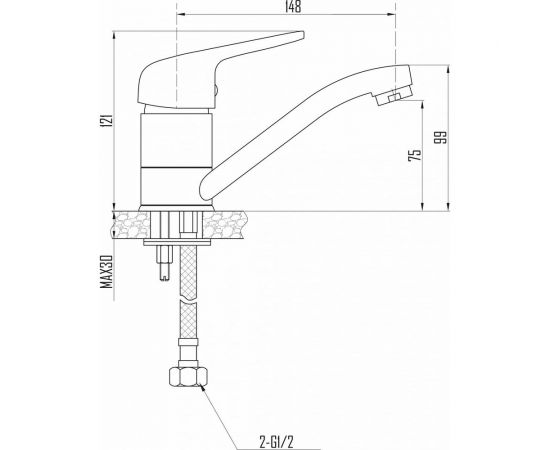 Смеситель для кухни DEVIDA URBI с коротким изливом DVL0703-07 – изображение 3