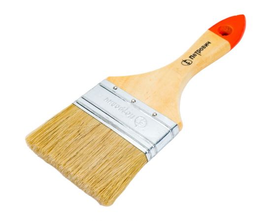 Плоская кисть Петрович 75 мм, натуральная щетина, деревянная лакированная ручка 4100000190 – изображение 3