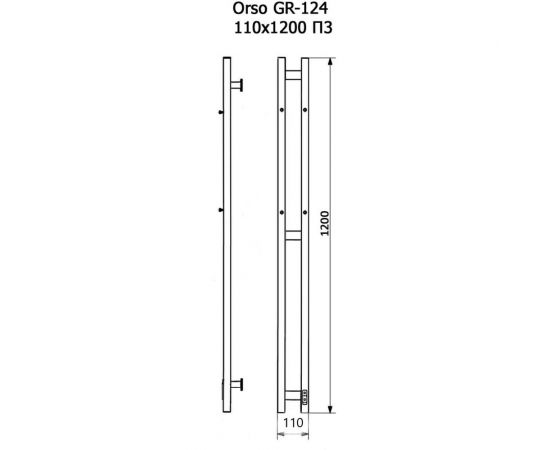 Электрический полотенцесушитель GROIS с/т orso gr-124 110/1200 п3 ral9005 черный матовый диммер справа GR-124 11/120 П3 9005 R – изображение 4