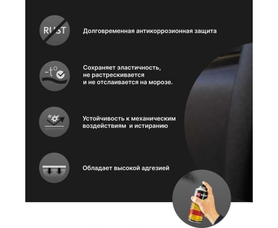 Антигравий - защита от коррозии и сколов KERRY черный, аэрозоль 650 мл. 11604787 – изображение 6