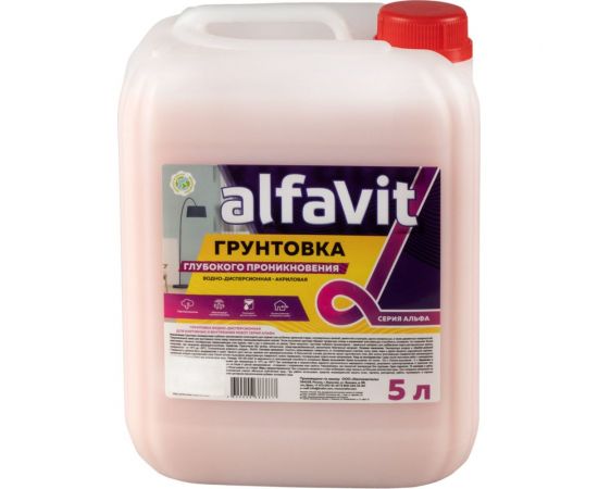 Грунтовка глубокого проникновения KRAFOR серия Альфа для наружных и внутренних работ, 5 л 129826 