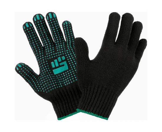 Трикотажные перчатки Фабрика перчаток, стандарт, с ПВХ, 7.5 класс, 5 нитей, черные, р.М 5-75-СТ-ЧЕР-(M) 