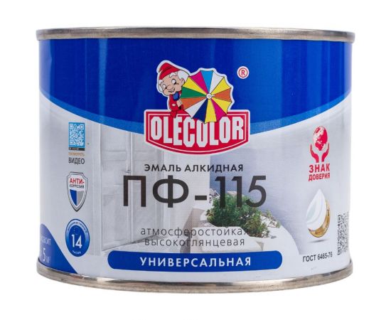 Эмаль OLECOLOR ПФ-115 зеленый, 0.5 кг 4300000192 