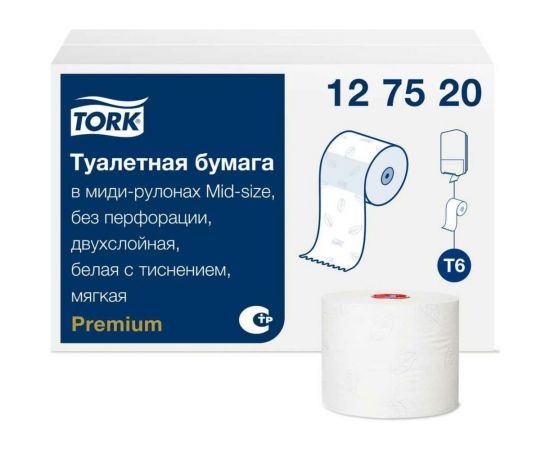 Туалетная бумага Tork Premium в компактных рулонах, мягкая, Т6, 27 рулонов 127520 21667 