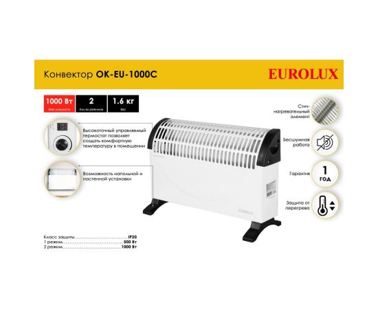 Конвектор Eurolux ОК-EU-1000C 67/4/28 – изображение 2