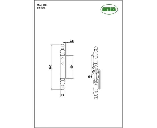 Мебельная накладная петля Amig антик 555-100х50А – изображение 2