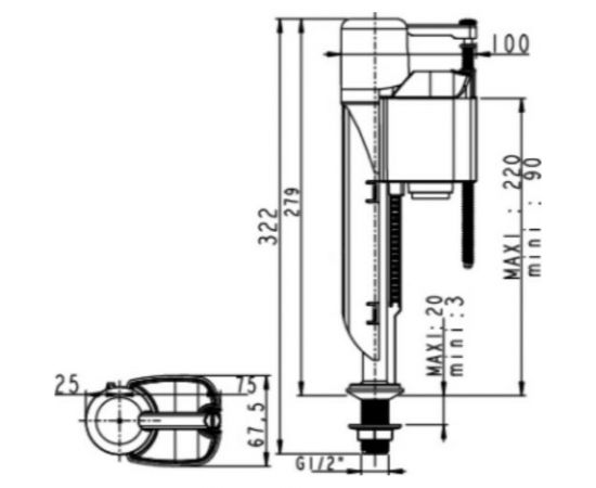 Заливной клапан WIRQUIN JOLLYFILL FB50P1 донный, латунь 1/2"" 10975056 16100007 – изображение 2