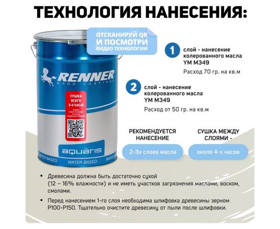 Интерьерная лазурь для дерева RENNER YM M349 R363 1 кг 1-363 – изображение 5