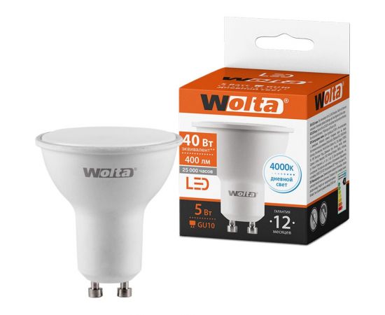 Светодиодная лампа Wolta 5Вт 4000K GU10 25SPAR16-230-5GU10 – изображение 6