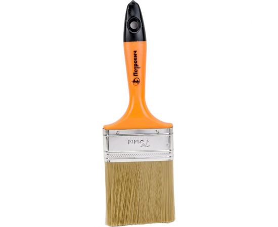 Плоская кисть Петрович 75 мм, искусственная щетина, пластиковая рукоятка 4100002365 
