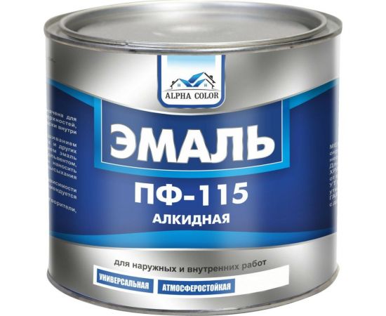 Эмаль Царицынские краски Alpha Color ПФ 115, белая, матовая, 1.9 кг 34711 