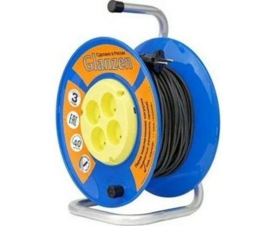 Силовой удлинитель на катушке Glanzen 4 гн. ПВС 3x1,5 арт. EB-40-019 00-00006731 