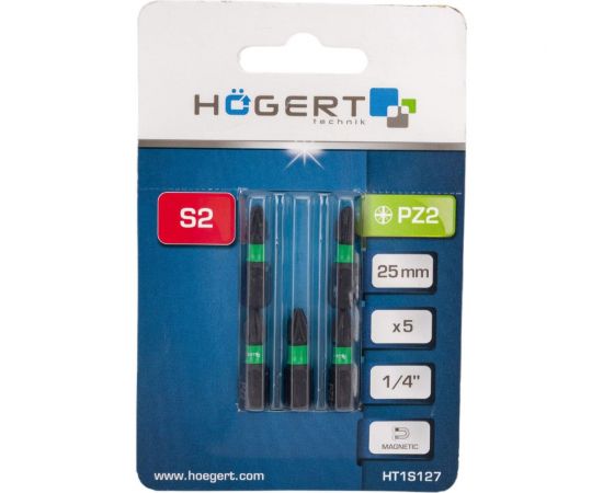 Биты ударные PZ2, 25 мм, сталь S2, 5 шт HOEGERT TECHNIK HT1S127 