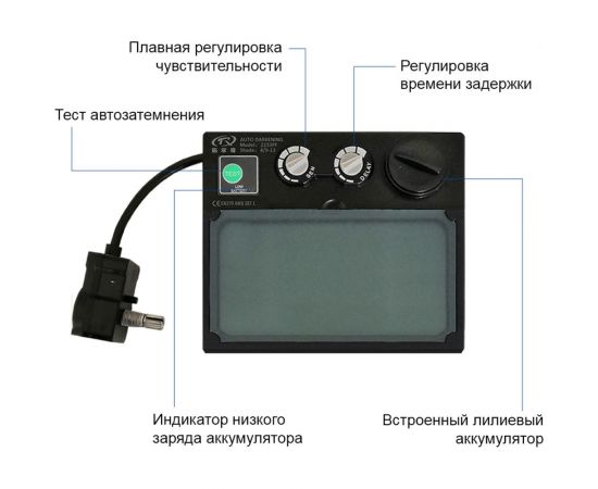 Маска сварочная с автозатемнением СТ-1Ч SHEDU 22061 – изображение 2
