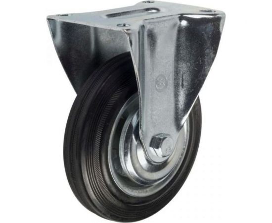 Промышленное неповортное колесо Tech-Krep D75 оцинкованная сталь с резиновой шиной и роликоподшипником, площадка - накладка 148527 – изображение 2