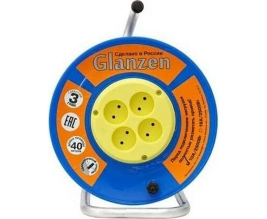 Силовой удлинитель на катушке Glanzen 4 гн. ПВС 3x1,5 арт. EB-40-019 00-00006731 – изображение 2