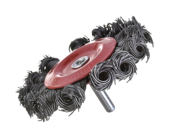 Щетка металлическая со шпилькой крученая тарелка 75 мм для дрели ON 20-02-375 – изображение 2