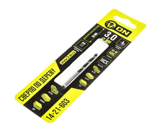 Сверло по дереву 3x60 мм, цилиндрический хвостовик On 14-21-603 – изображение 2