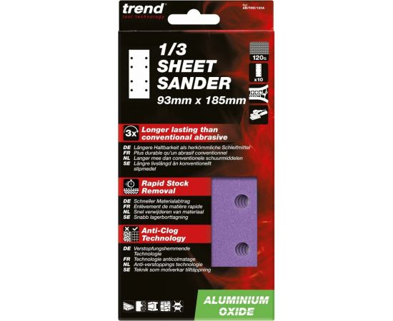 Лист шлифовальный (10 шт, 93х185 мм, зерно 120) TREND AB/THD/120A – изображение 3