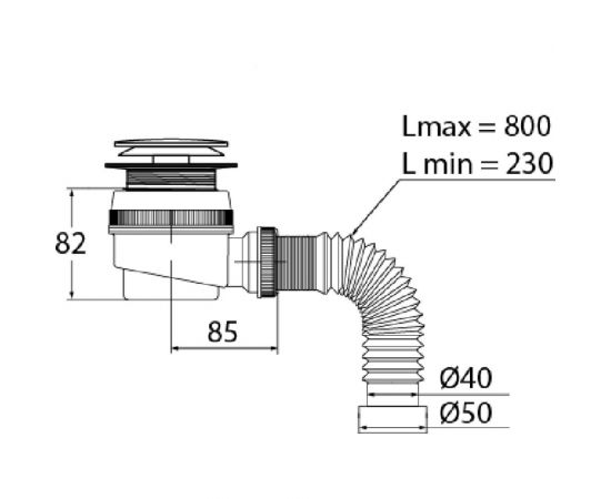 Сифон для душевого поддона VIRPLAST клик-клак, с отверстием слива 50 мм 30987090 – изображение 4