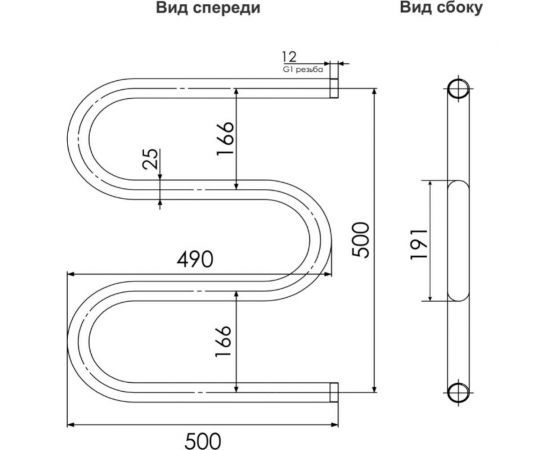 Полотенцесушитель INDIGO M без полки (н.р.3/4"") 50/50 (к-0, полированный) MW50-50 3/4 – изображение 4