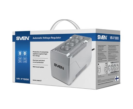 Стабилизатор SVEN VR-F1000 (≤320Вт, Вх.184-285V,4 × CEE7/4 (2*AVR, 2*сетевой фильтр) серебро SV-018818 – изображение 10