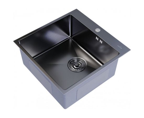 Настольная мойка MIXLINE PRO 50x50, 3 мм, выпуск 3 1/2, 20 см, с сифоном, черный графит 547230 