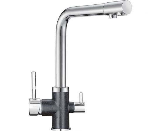 Смеситель Granula высокий с краном под питьевую воду хром/шварц GR-3015 