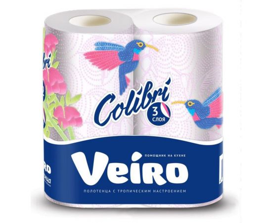 Бумажные полотенца VEIRO Linia Colibri 3 слоя, 2 рулона 8П32 