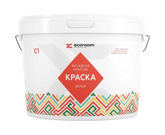 Фасадная краска ECOROOM белая, 14 кг E-Кр-72/14 