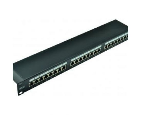 Панель NETLAN 19"", 1U, 24 порта, категория 5e, RJ45/8P8C, экранированная, черная EC-URP-24-SD2 