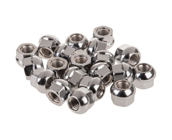 Гайка сфера M12x1.50, открытая с выступом 18 мм, ключ 19 мм, хром 036, 20 шт SKYWAY S10602036 