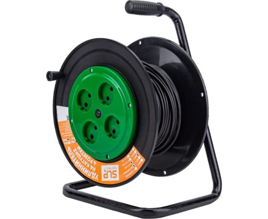 Электрический удлинитель на катушке SVET 30м/4розетки без заземления (ПВС), 6А УХ-6-4-30-К ПВС 2x0,75 EV0451-5122 – изображение 2