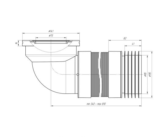 Гофра для унитаза АНИ пласт угол 90 градусов K729R – изображение 2