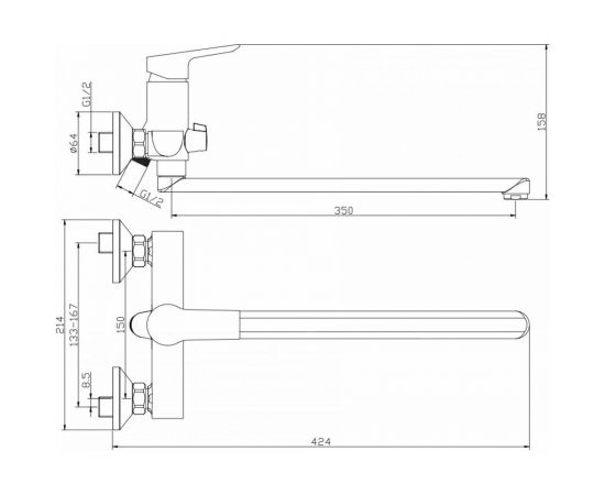 Смеситель для ванны с длинным изливом OLIVES SEVILLA 20221SV – изображение 2