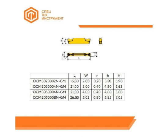 Пластина твердосплавная QCMB050008N-GM JT1225 СпецТехИнструмент QCMB050008NGMJT1225STI – изображение 3
