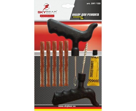Набор для ремонта бескамерных шин SKYBEAR 5 ремонтных вставок, клей 241130 – изображение 4