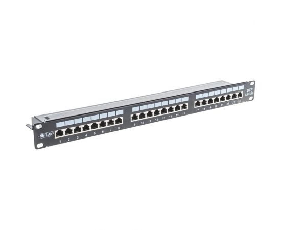 Панель NETLAN 19"", 1U, 24 порта, категория 5e, RJ45/8P8C, экранированная, черная EC-URP-24-SD2 – изображение 4