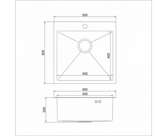Настольная мойка MIXLINE PRO 50x50, 3 мм, выпуск 3 1/2, 20 см, с сифоном, черный графит 547230 – изображение 7