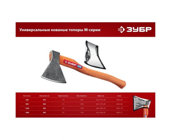 Универсальный кованый топор ЗУБР М12 1200/1550 г, 500 мм 20625-10_z02 – изображение 7
