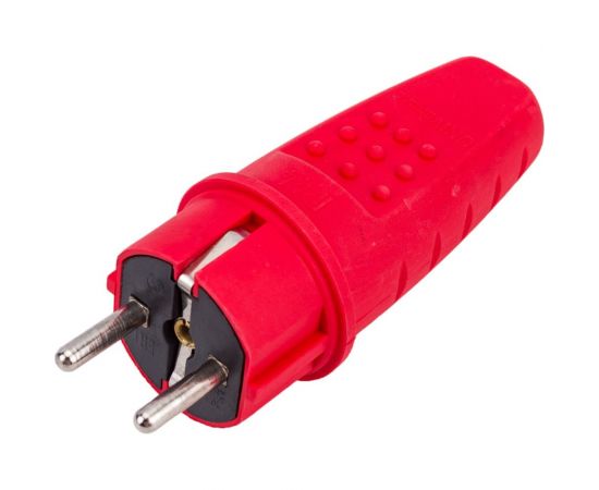 Прямая вилка UNIVersal c заземлением каучук 16А 250В ip44 цвет красный еврослот 3079 